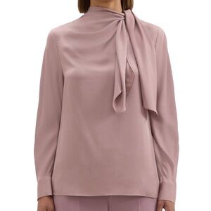Theory - Twisted Scarf Blouse in Silk Georgette